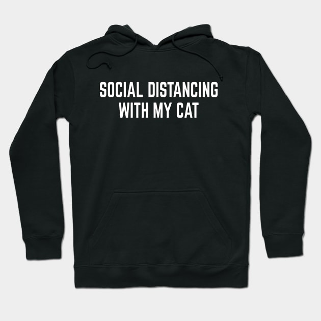 Social Distance With My Cat Introvert Self Quarantine Hoodie by nedroma1999